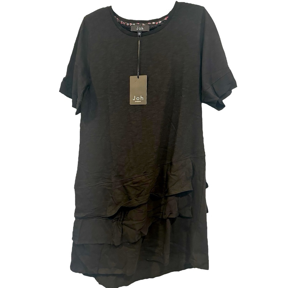 NWT Joh Apparel Asymmetrical Ruffle T Shirt Dress- Large